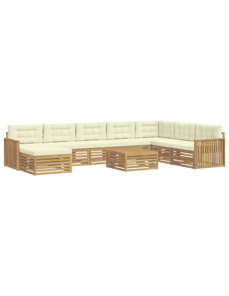 Set di divani da esterno 9 pcs Bianco e Crema