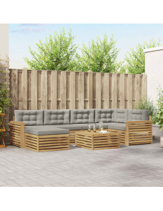 Set di divani da esterno 7 pcs Bianco e Grigio Chiaro