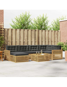 Set di divani da esterno 7 pcs Bianco e Antracite