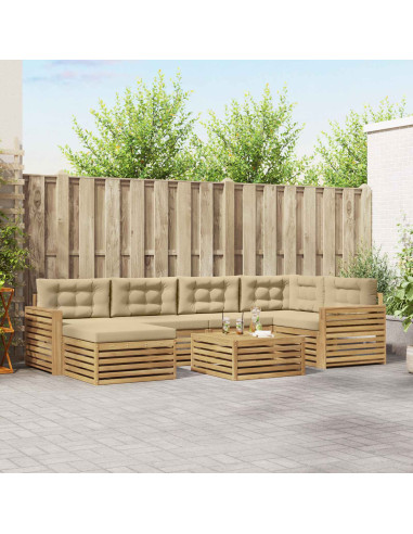 Set di divani da esterno con cuscino 7 pcs Bianco e Beige
