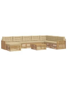 Set di divani da esterno 9 pcs Bianco e Beige 2