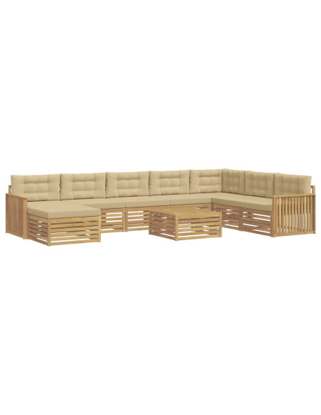 Set di divani da esterno 9 pcs Bianco e Beige