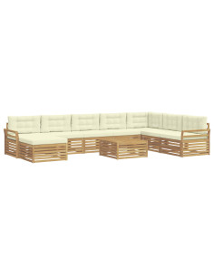 Set di divani da esterno 9 pcs Bianco e Crema 2