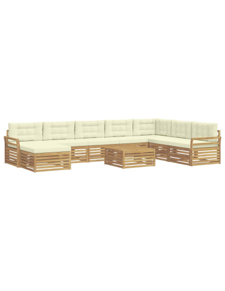 Set di divani da esterno 9 pcs Bianco e Crema