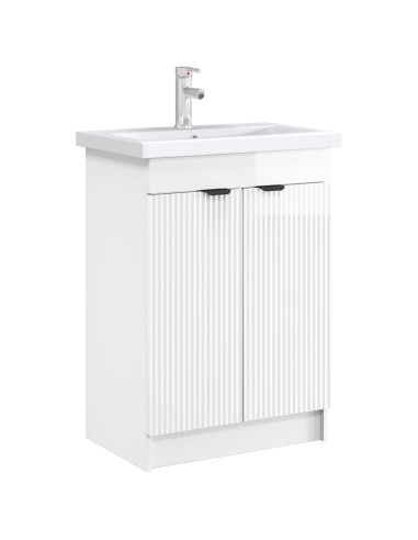 Mobiletto da bagno sotto il lavello Bianco Lucido