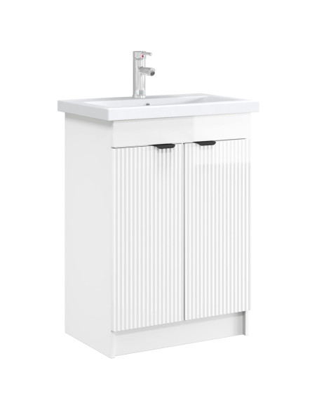 Mobiletto da bagno sotto il lavello Bianco Lucido