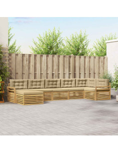 Set di divani da esterno con cuscino 7 pcs Bianco e Beige