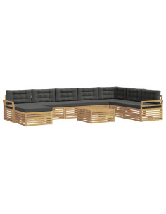 Set di divani da esterno 9 pcs Bianco e Antracite 2