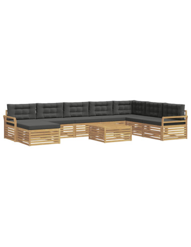 Set di divani da esterno 9 pcs Bianco e Antracite