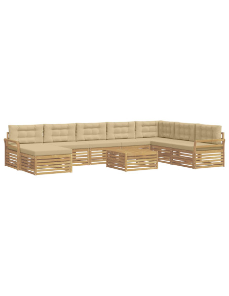 Set di divani da esterno 9 pcs Bianco e Beige