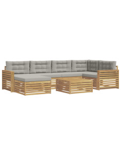 Set di divani da esterno 7 pcs Bianco e Grigio Chiaro 2