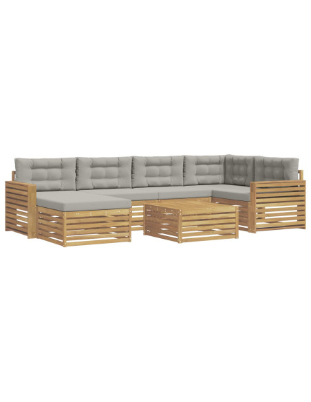 Set di divani da esterno 7 pcs Bianco e Grigio Chiaro