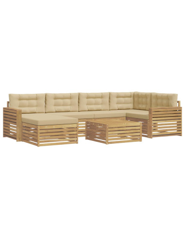 Set di divani da esterno con cuscino 7 pcs Bianco e Beige