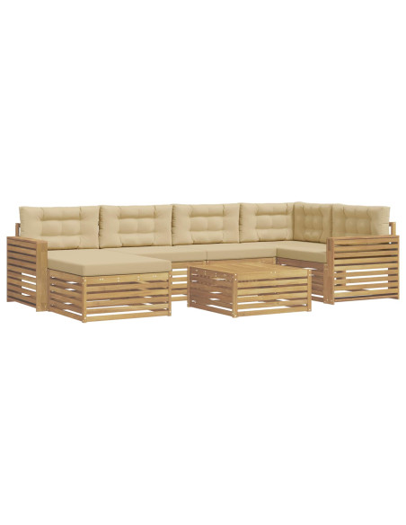 Set di divani da esterno con cuscino 7 pcs Bianco e Beige