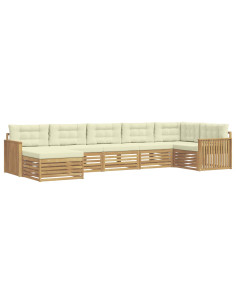 Set di divani da esterno con cuscino 7 pcs Bianco e Crema 2