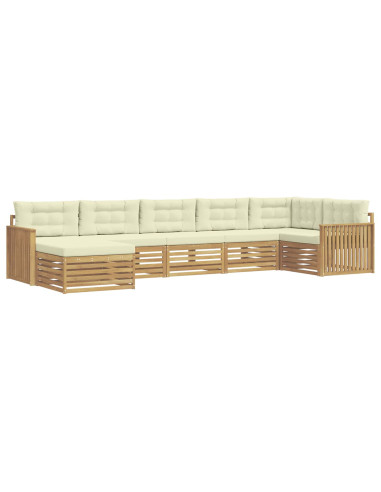 Set di divani da esterno con cuscino 7 pcs Bianco e Crema