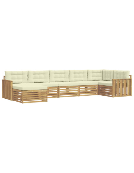 Set di divani da esterno con cuscino 7 pcs Bianco e Crema
