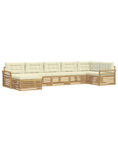 Set di divani da esterno con cuscino 7 pcs Bianco e Crema 2