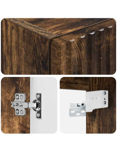 Mobiletto da Bagno a Muro Rovere Fumo 33 x 34,5 x 60 cm