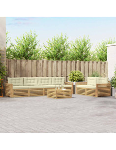 Set di divani da esterno 7 pcs Bianco e Crema