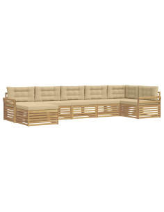Set di divani da esterno con cuscino 7 pcs Bianco e Beige 2