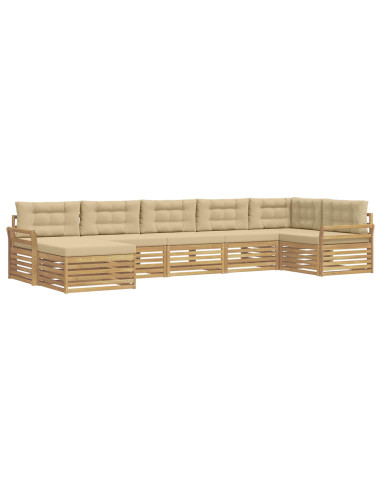 Set di divani da esterno con cuscino 7 pcs Bianco e Beige