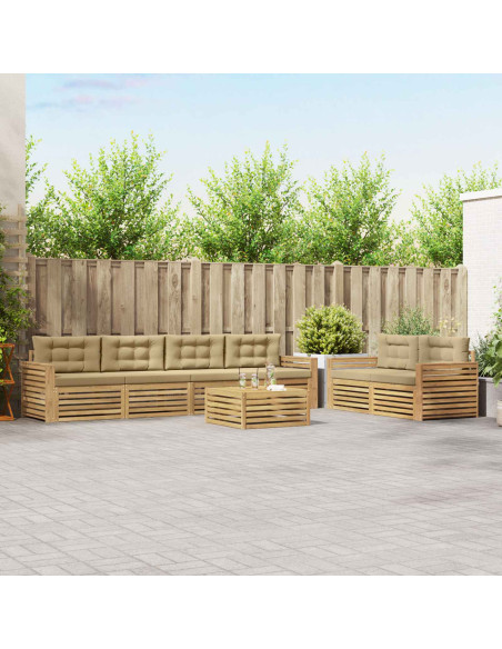Set di divani da esterno 7 pcs Bianco e Beige