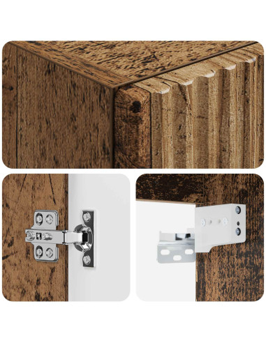 Mobiletto da Bagno a Muro Legno antico 33 x 34,5 x 60 cm