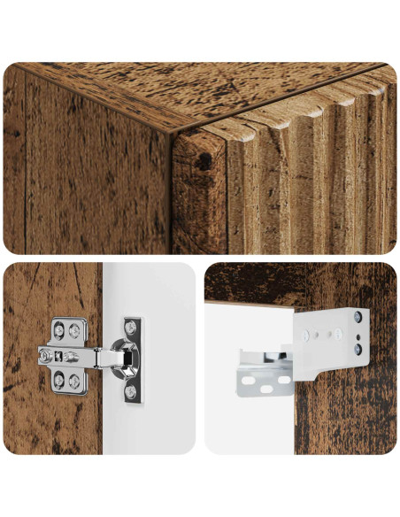 Mobiletto da Bagno a Muro Legno antico 33 x 34,5 x 60 cm