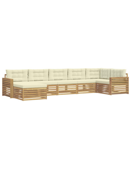 Set di divani da esterno con cuscino 7 pcs Bianco e Crema