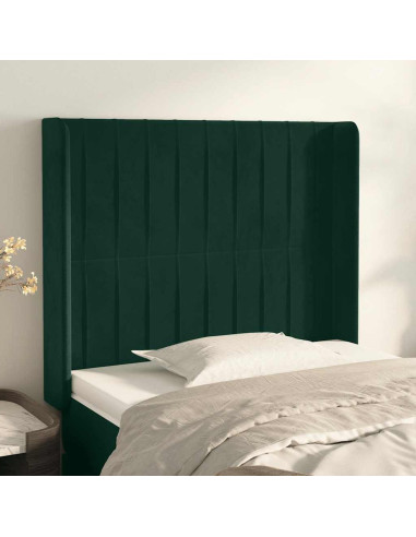 Testiera ad Orecchio Verde Scuro 83x16x118/128 cm in Velluto