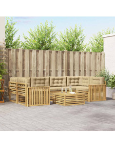 Set di divani da esterno 7 pcs Bianco e Beige