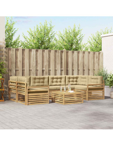 Set di divani da esterno 7 pcs Bianco e Beige