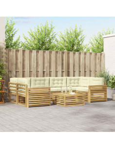 Set di divani da esterno 7 pcs Bianco e Crema