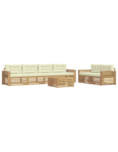 Set di divani da esterno 7 pcs Bianco e Crema