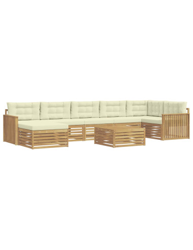 Set di divani da esterno con cuscino 8 pcs Bianco e Crema