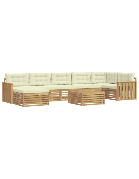 Set di divani da esterno con cuscino 8 pcs Bianco e Crema