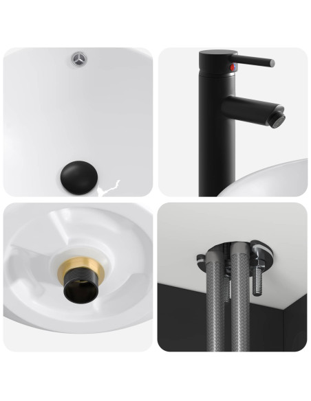 Mobile lavabo da parete Nero 39 x 35 x 63 cm