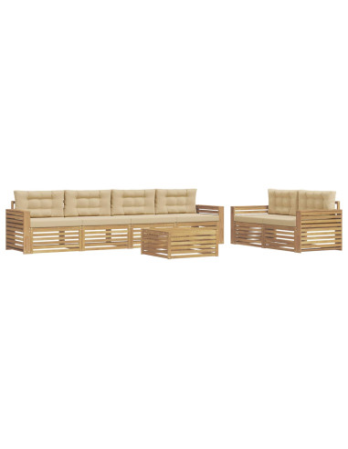 Set di divani da esterno 7 pcs Bianco e Beige