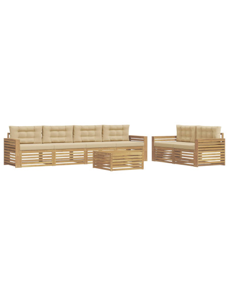 Set di divani da esterno 7 pcs Bianco e Beige