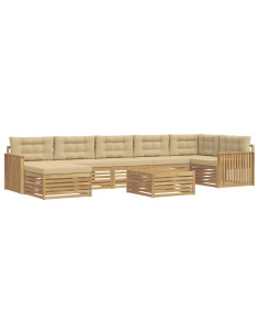 Set di divani da esterno con cuscino 8 pcs Bianco e Beige 2