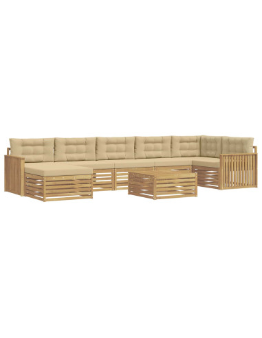 Set di divani da esterno con cuscino 8 pcs Bianco e Beige