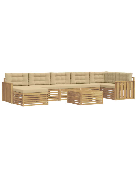 Set di divani da esterno con cuscino 8 pcs Bianco e Beige