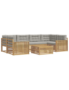 Set di divani da esterno 7 pcs Bianco e Grigio Chiaro 2