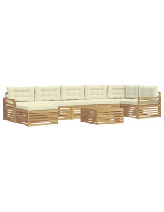 Set di divani da esterno con cuscino 8 pcs Bianco e Crema 2
