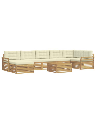 Set di divani da esterno con cuscino 8 pcs Bianco e Crema