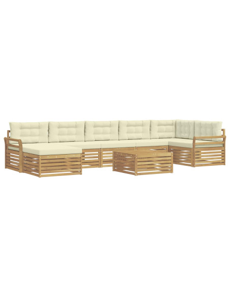 Set di divani da esterno con cuscino 8 pcs Bianco e Crema