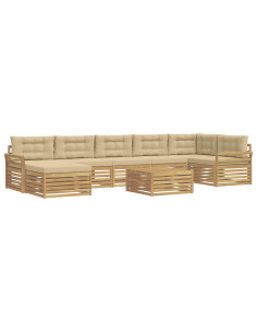 Set di divani da esterno con cuscino 8 pcs Bianco e Beige 2