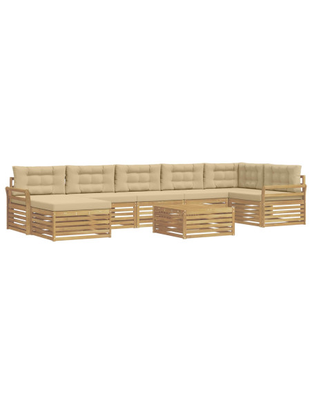 Set di divani da esterno con cuscino 8 pcs Bianco e Beige