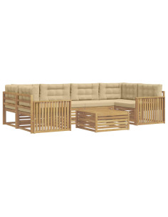Set di divani da esterno 7 pcs Bianco e Beige 2